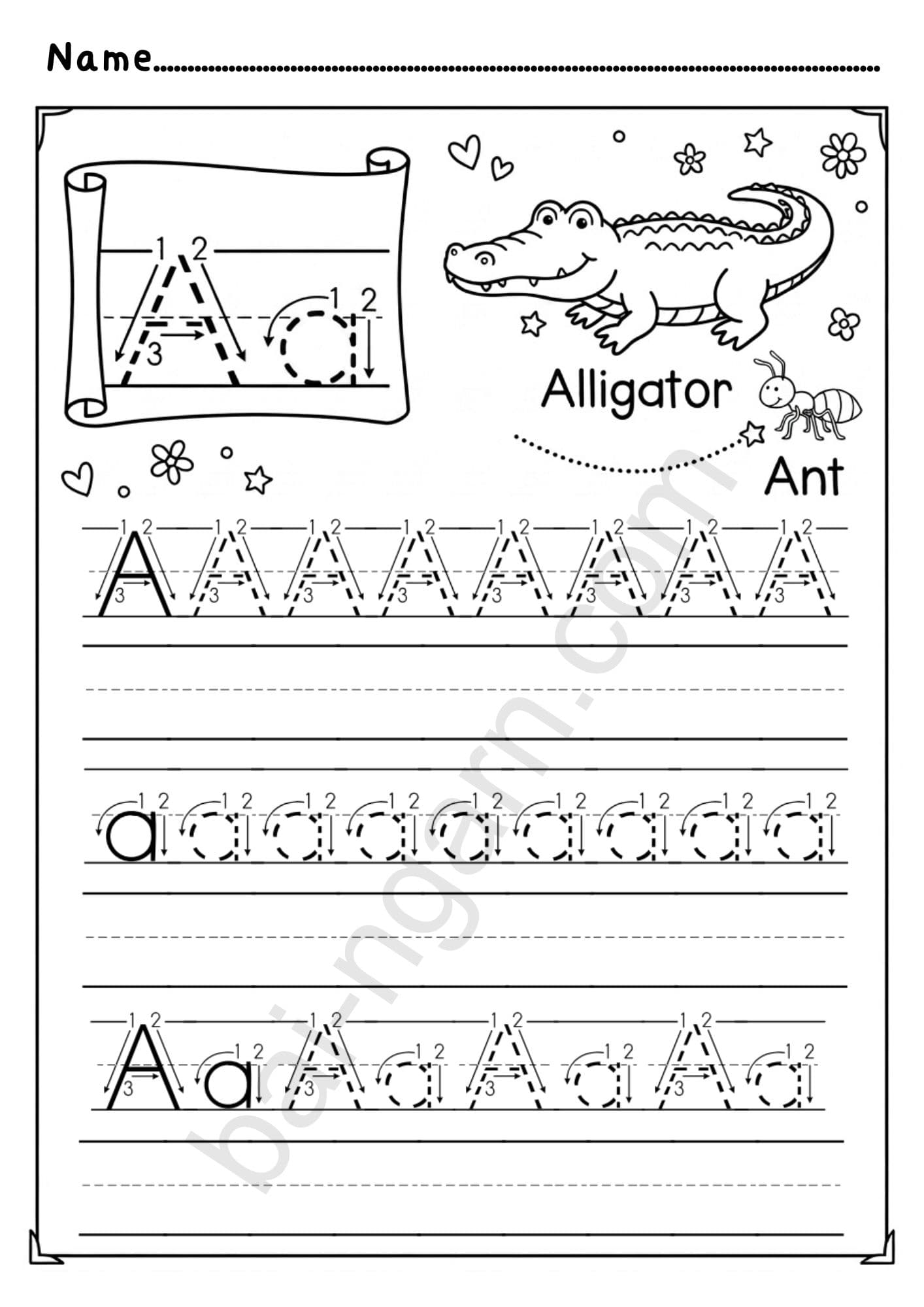 ใบงานฝึกเขียนภาษาอังกฤษ A–Z สำหรับเด็ก | English Handwriting Practice Worksheets thumbnail 2